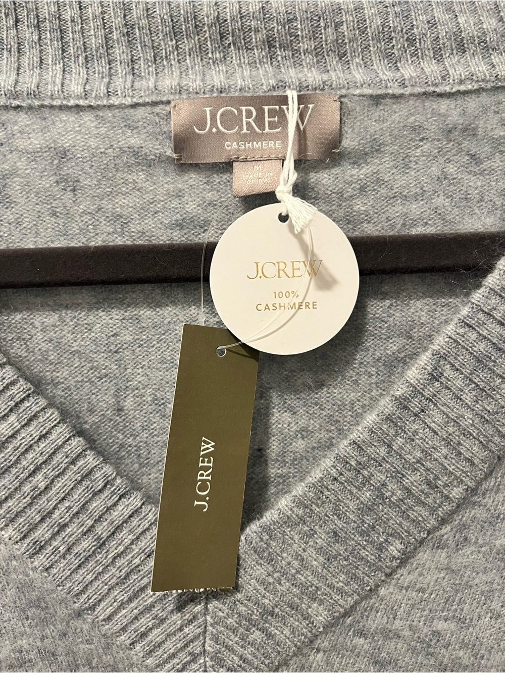 J. Crew Brushed Cashmere Relaxed Fit V-Neck, Sz M, Grey - Picture 5 of 12